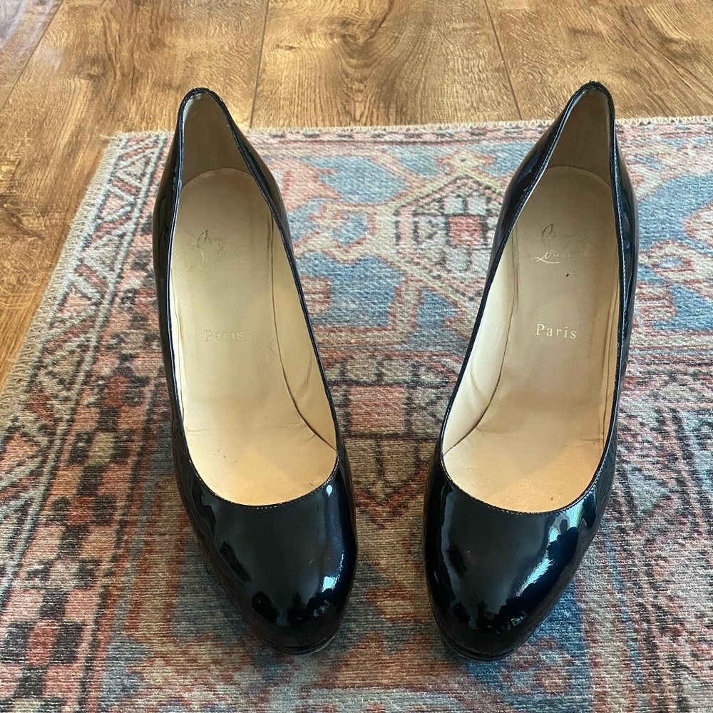 Christian Louboutin black patent leather platform heels